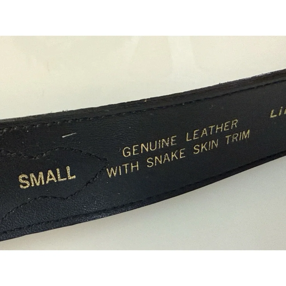 Liz Claiborne Genuine‎ Suede Leather Snake Trim Belt Women's Small Black 26-29